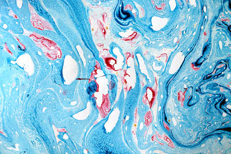 blue and red Ink, paint, abstract. Closeup blue abstract painting background. Highly-textured oil paint.の写真素材