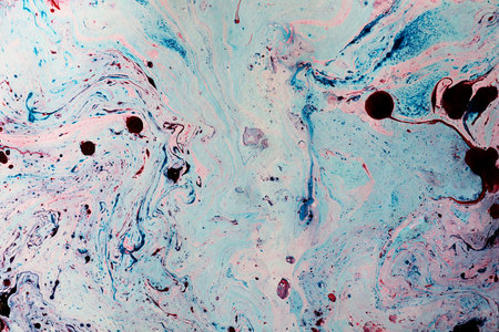 blue and red Ink, paint, abstract. Closeup blue abstract painting background. Highly-textured oil...