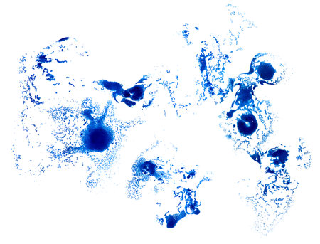 Abstract colorful blue oil ink on paper close-up background texture