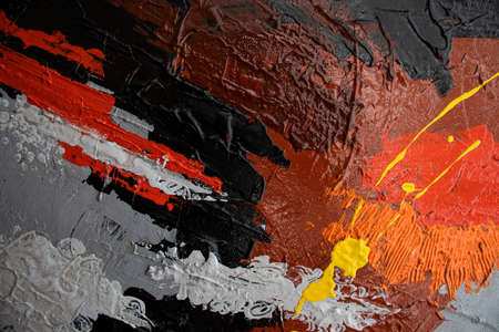red and black Hand drawn painting Brushstrokes oil paint. Modern art. Contemporary art.Abstract art background. Oil painting on canvas texture pattern Abstract acrylic paintingの写真素材