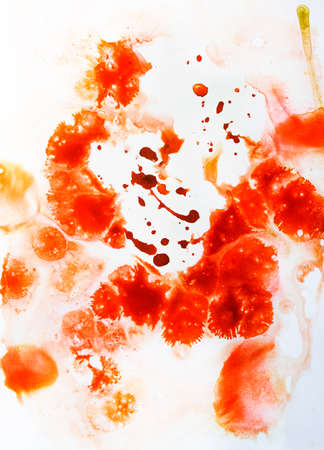 Red Abstract colorful watercolor on paper close-up background textureの写真素材