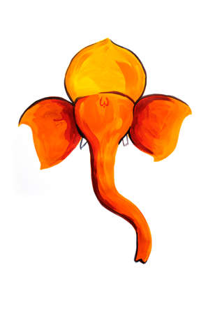 Hindu Lord Ganesha artwork painting   Ganpati background for Ganesh Chaturthi festival of Indiaの写真素材