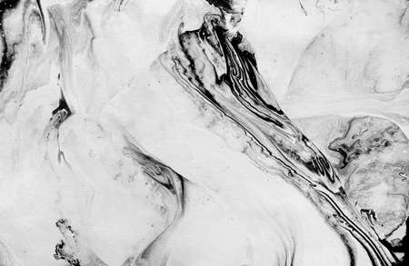 Black Ink, paint. Closeup abstract painting background. Highly-textured oil paint.の写真素材