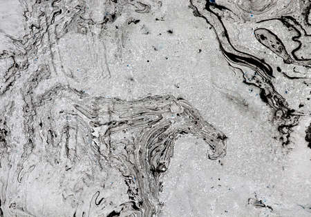 Black Ink, paint. Closeup abstract painting background. Highly-textured oil paint.の写真素材