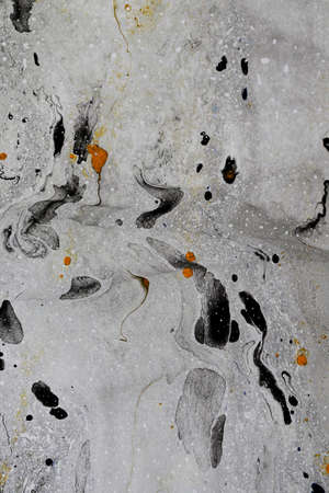 Black Ink, paint. Closeup abstract painting background. Highly-textured oil paint.の写真素材