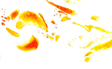 yellow Abstract colorful watercolor on paper close-up background textureの写真素材