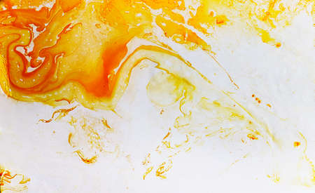 yellow Abstract colorful watercolor on paper close-up background textureの写真素材