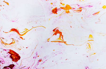 yellow and red Abstract colorful watercolor on paper close-up background textureの写真素材