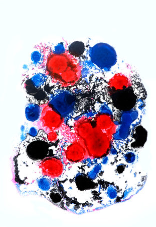oil Ink, paint, abstract. Closeup blue,red abstract hand draw painting background. Highly-textured...