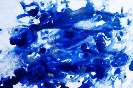 Abstract colorful blue oil ink on paper close-up background textureの写真素材