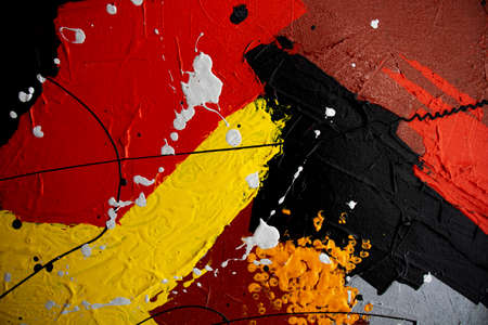 red yellow and black Hand drawn painting Brushstrokes oil paint. Modern art. Contemporary art.Abstract art background. Oil painting on canvas texture pattern Abstract acrylic paintingの写真素材