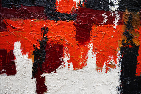 red and black Hand drawn painting Brushstrokes oil paint. Modern art. Contemporary art.Abstract art...