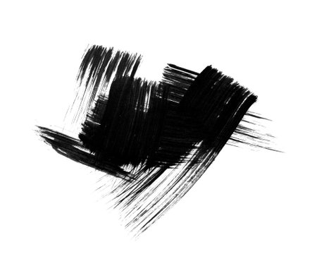 black brush stroke isolated over white backgroundの写真素材