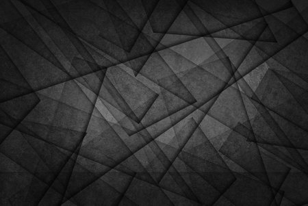 black abstract background with angled blocks, squares, diamonds, rectangle and triangle shapes layered in abstract modern art style background pattern, textured backgroundの写真素材