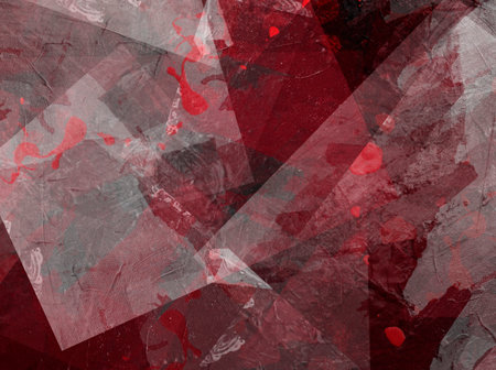 red and black background with textured transparent squares in random layersの写真素材
