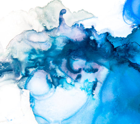 blue alcohol art abstract fluid art painting background alcohol ink techniqueの写真素材