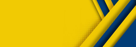 abstract geometrical blue and yellow color background bannerの写真素材
