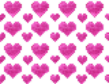 Pixel heart seamless pattern  Illustration のイラスト素材