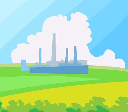 Factory landscape. Vector Illustration.のイラスト素材