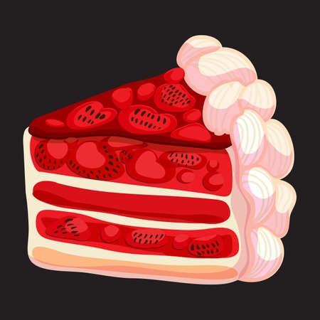 Delicious piece of strawberry cake. Vector illustratoin.のイラスト素材
