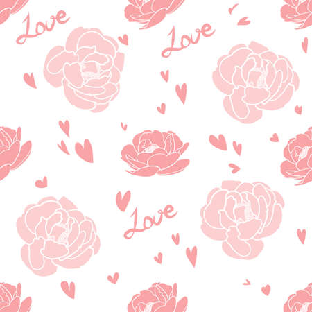 Seamless pattern with pink roses. Vector Illustration.のイラスト素材