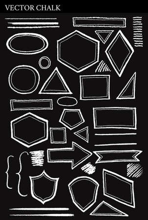 Set of Vector Chalk Shapes Grunge Design Elementsのイラスト素材