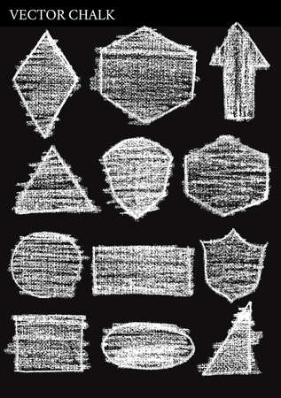 Set of Vector Chalk Shapes Grunge Design Elements. Hand drawn illustration.のイラスト素材