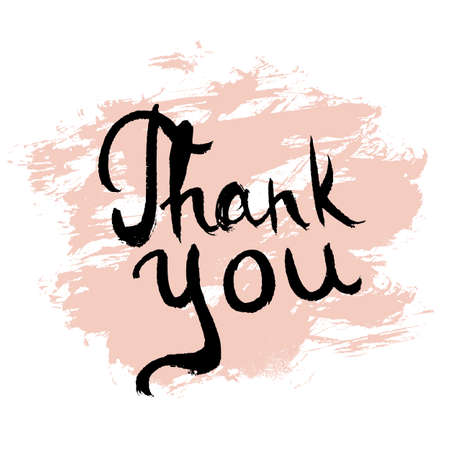 Thank You lettering calligraphy. Hand written decorative word, design element, banner phrase, poster template. Vector illustration.のイラスト素材
