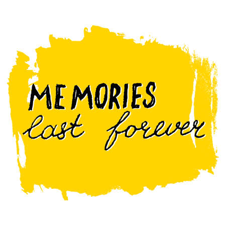 Ilustración de Memories Last Forever lettering calligraphy. Hand written decorative word, design element, banner phrase, poster template. Vector illustration. - Imagen libre de derechos