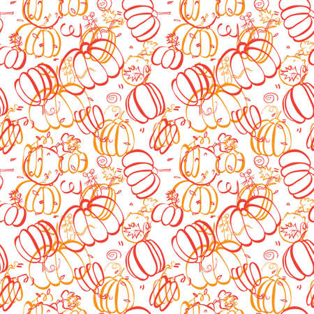 Seamless food pattern with pumpkins. Orange vector seamless pattern for web, print, home decor, wrapping paper, fabric, invitation backgroundのイラスト素材