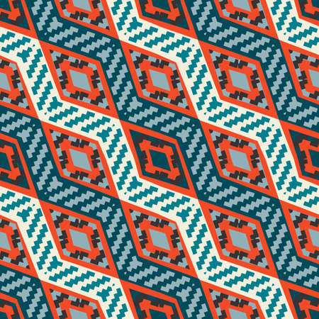 Red and blue diagonal stripped african geometric pattern. Abstract ethno pattern for wallpapers, covers, web page backgrounds. Vector fabric texture.のイラスト素材