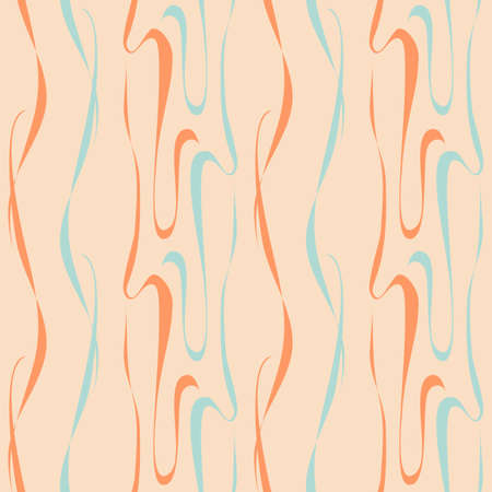 Peach abstract hand drawn pattern, waves or curls background.のイラスト素材