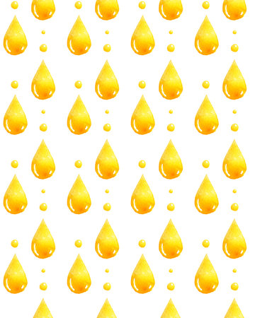 Watercolor illustration of a golden drop of oil. Hand drawn illustration on white background.の写真素材