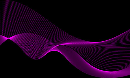 Dark abstract background with glowing wave. Shiny moving lines design element. Modern purple blue gradient flowing wave lines. Futuristic technology concept. Vector illustrationのイラスト素材