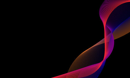 A brilliant backdrop of glowing lines in motion. Colorful gradient moving lines design element. Creative technology concept. Vector illustrationのイラスト素材