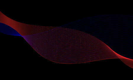 Dark abstract wavy lines desktop background. Stunning moving lines design element. Modern flowing curve lines. Futuristic technology concept. Vector illustrationのイラスト素材
