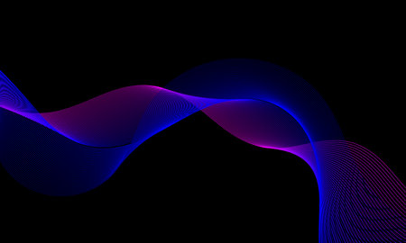 Abstract background with glowing blue wave. Aesthetic moving lines design element. Modern blue flowing wave lines. Futuristic vector concept.のイラスト素材