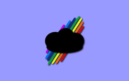 rainbow with black cloudのイラスト素材