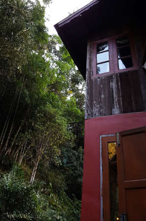 The red house with forest.の写真素材
