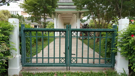 Green France and walkway inside.の写真素材