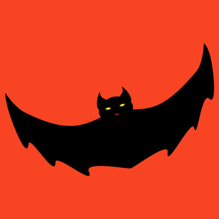 Black devil bat isolated on orange background.のイラスト素材