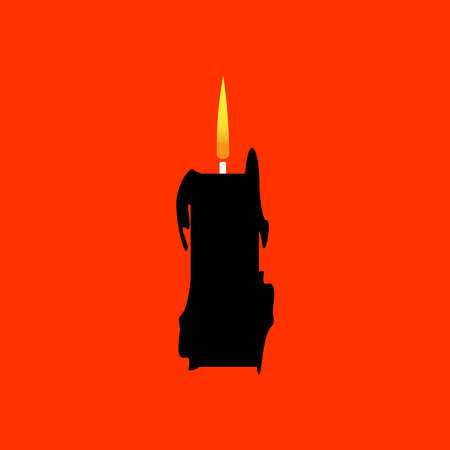 Black candlestick for decorate Halloween party isolated on orange background.のイラスト素材