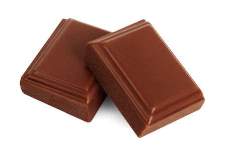 milk chocolate on white backgroundの写真素材