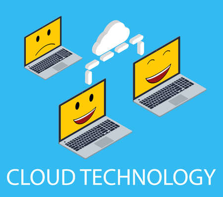Composition of cloud technology. Flat isometric designのイラスト素材