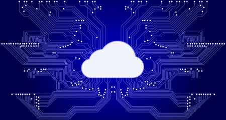 internet network connection cloud technology in form of a microcircuitのイラスト素材