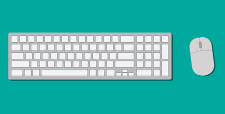 computer keyboard and mouse. flat design