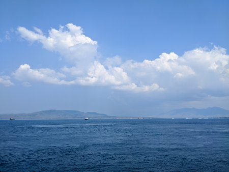 View of the beauty of the clouds above the open sea.の写真素材