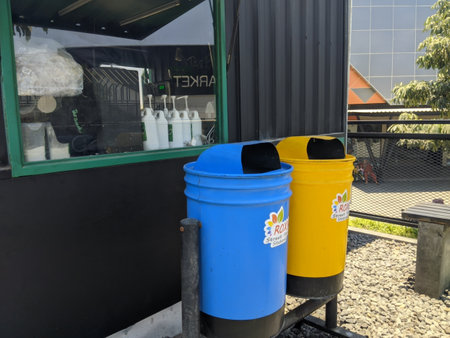 Organic and non-organic waste bins are available in public facilities.の写真素材