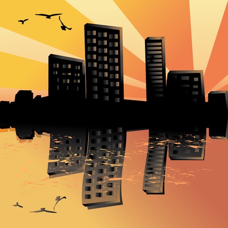 Sunset city silhouette abstract background
のイラスト素材