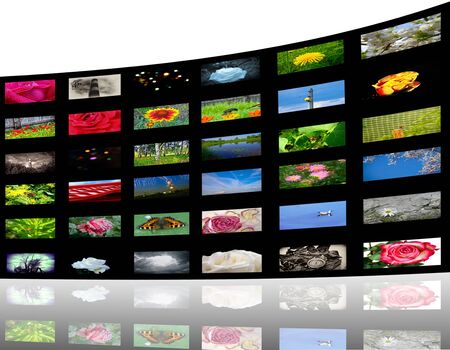 3D view of colorful media galleryの写真素材